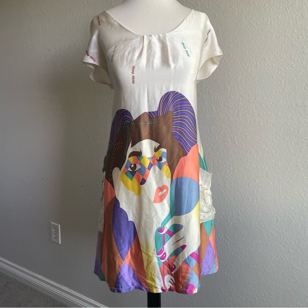 Miu Miu Silk Harlequin Shift Dress
